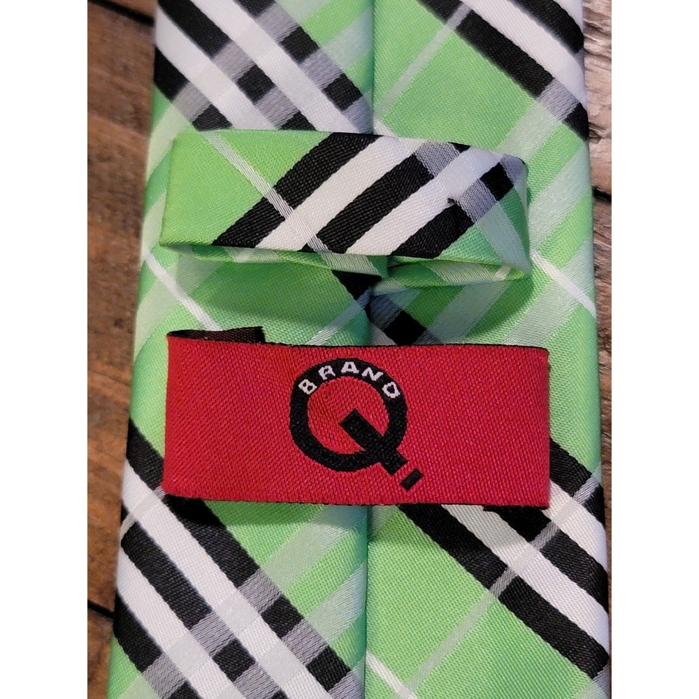 Brand Q Men's Green Plaid Fashion‎ Tie Microfiber 58" - Picture 7 of 8